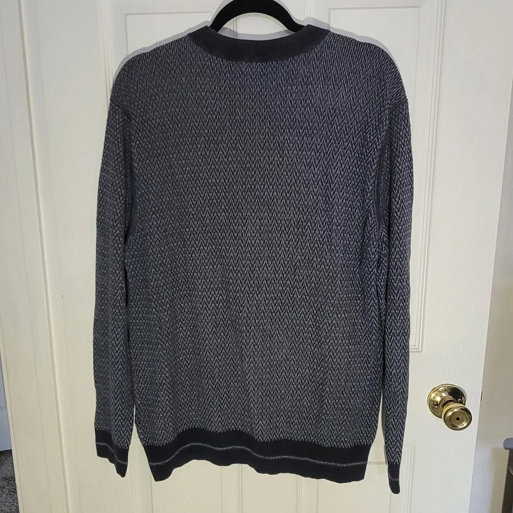 Hugo Boss Kanadrin Sweater Mens XXL Grey Blue Micro Pattern Crew Neck Wool Blend
